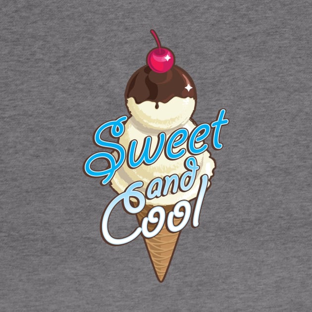 Sweet and cool ice cream cone with light blue by goldengallery